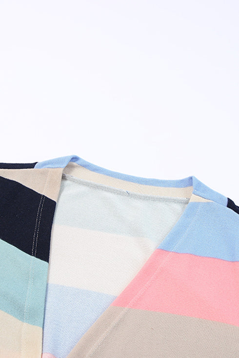 Print Colorblock Long Cardigan
